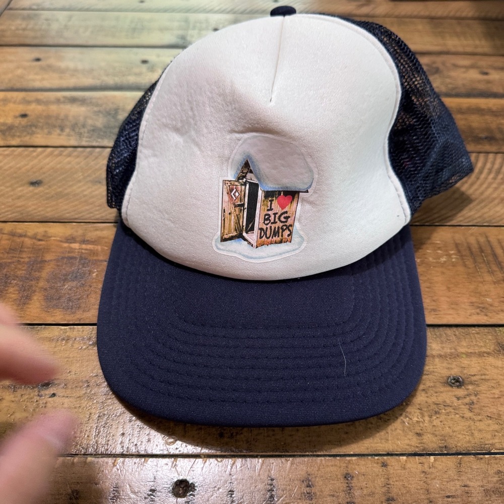 Otto Trucker Hat Men OSFM Navy Blue White I‎ Love Big Dumps Graphic Snapback Cap